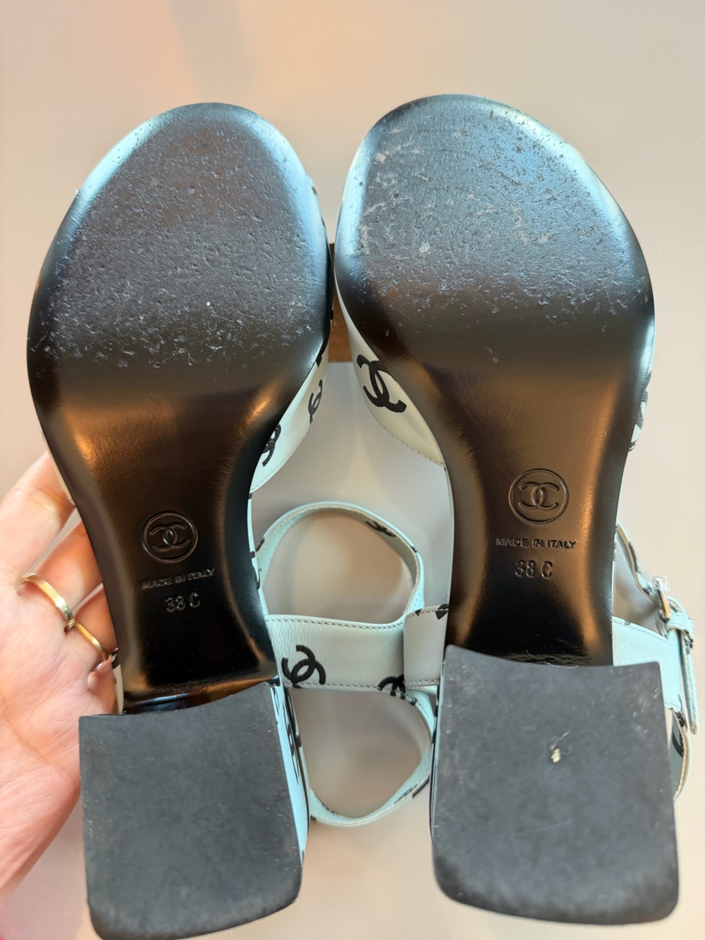 Chanel Rare light blue coco beach sandals sz8 - Picture 12 of 14